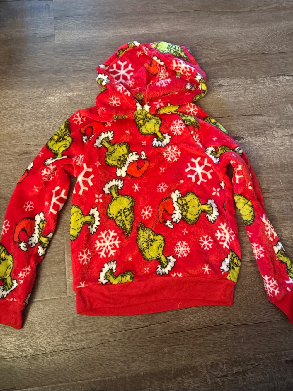 Kids Red Grinch Fleece Hoodie Sweatshirt